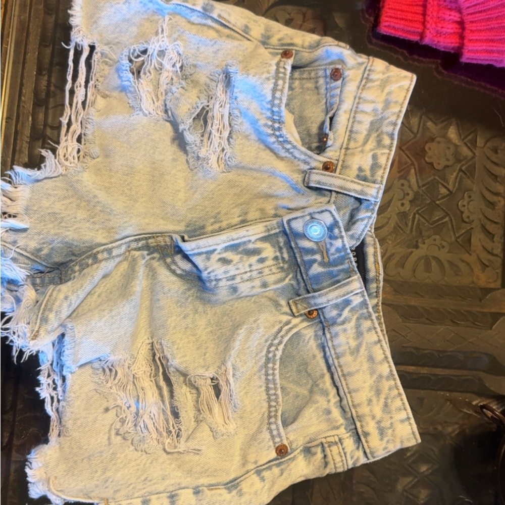 Aeropostale Light Blue Distressed Jean Shorts